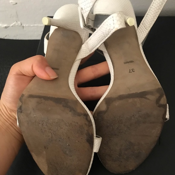 Alexander Wang Antonia White Snake Python Strap Sandals 37 6 6.5 - Picture 4 of 4